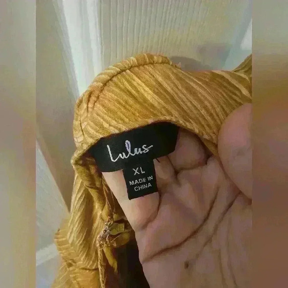 Lulus NWT Downright Darling Mustard Yellow Ruffled Halter Mini Dress Size XL - Picture 2 of 5